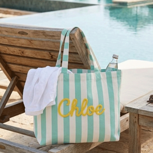 Striped Canvas Tote Bag