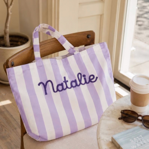 Striped Canvas Tote Bag