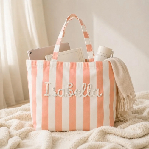 Striped Canvas Tote Bag