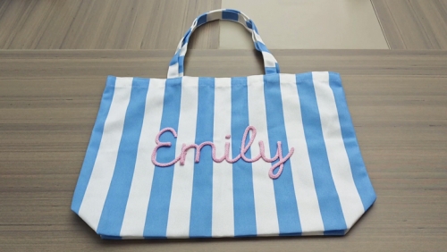 Striped Canvas Tote Bag