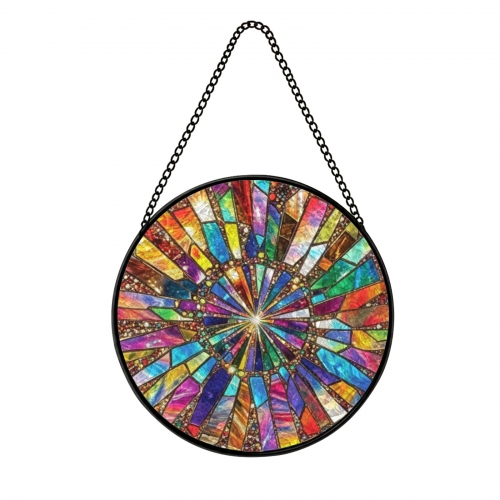 Round Convex Stained‑Glass Suncatcher 3.5" x 3.5" | Ships from USA