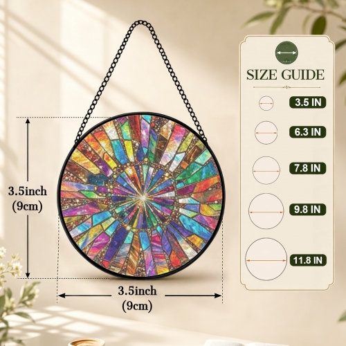 Round Convex Stained‑Glass Suncatcher 3.5" x 3.5" | Ships from USA