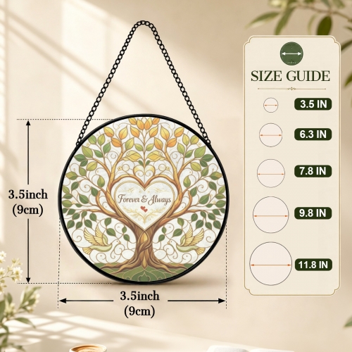 Round Flat Stained‑Glass Suncatcher 3.5" x 3.5" | Ships from USA