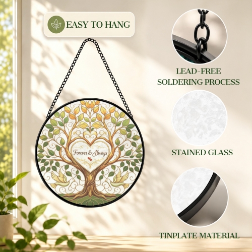 Round Flat Stained‑Glass Suncatcher 3.5" x 3.5" | Ships from USA