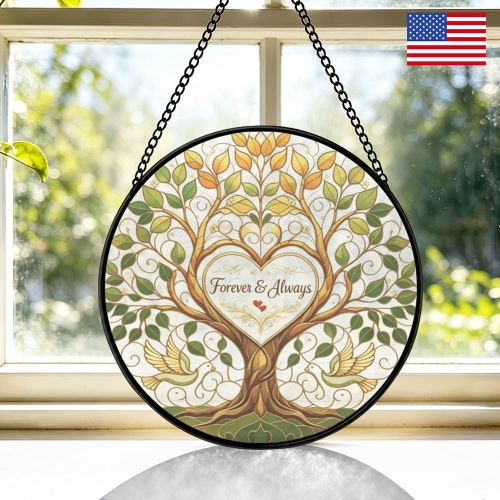 Round Flat Stained‑Glass Suncatcher 3.5" x 3.5" | Ships from USA