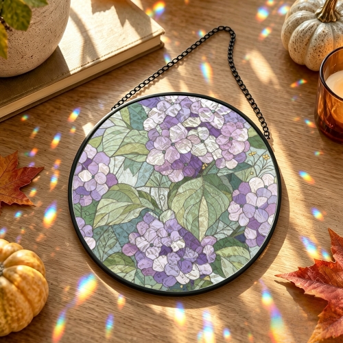 Round Convex Stained‑Glass Suncatcher 6.3" x 6.3" | Ships from USA