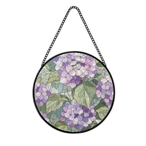 Round Convex Stained‑Glass Suncatcher 6.3" x 6.3" | Ships from USA