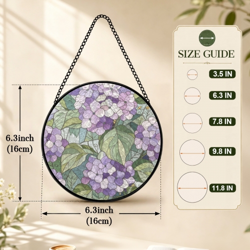 Round Convex Stained‑Glass Suncatcher 6.3" x 6.3" | Ships from USA