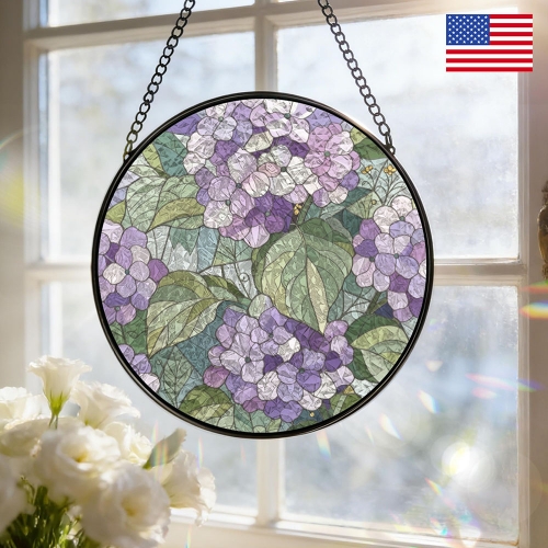 Round Convex Stained‑Glass Suncatcher 6.3" x 6.3" | Ships from USA