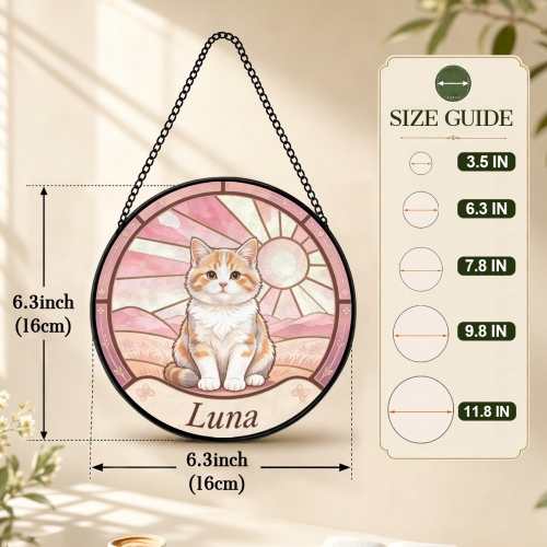 Round Flat Stained‑Glass Suncatcher 6.3" x 6.3" | Ships from USA