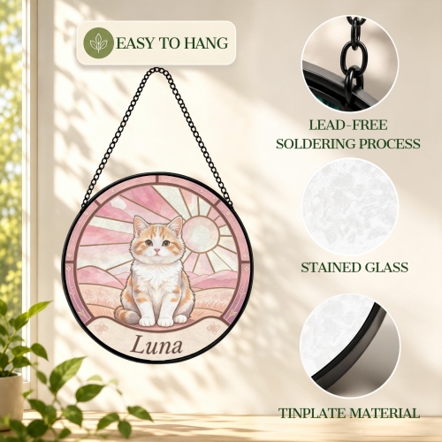 Round Flat Stained‑Glass Suncatcher 6.3" x 6.3" | Ships from USA