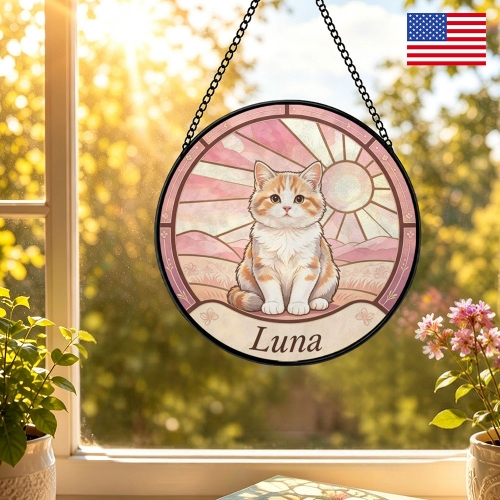Round Flat Stained‑Glass Suncatcher 6.3" x 6.3" | Ships from USA