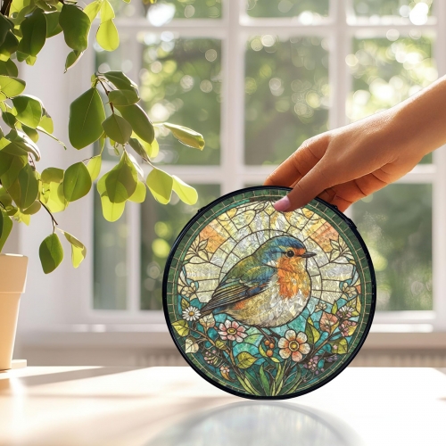 Round Convex Stained‑Glass Suncatcher 7.8" x 7.8" | Ships from USA