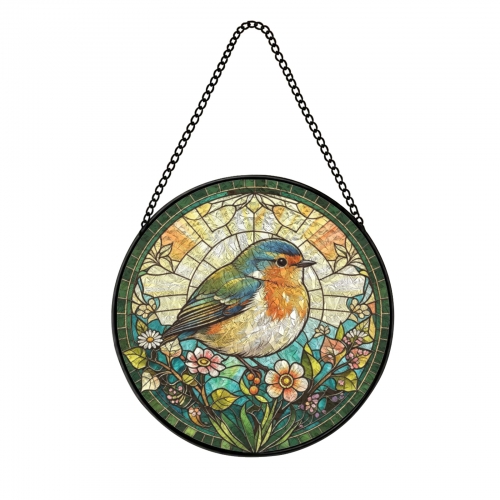 Round Convex Stained‑Glass Suncatcher 7.8" x 7.8" | Ships from USA