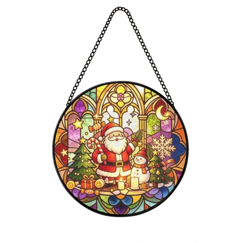 Round Flat Stained‑Glass Suncatcher 7.8" x 7.8" | Ships from USA