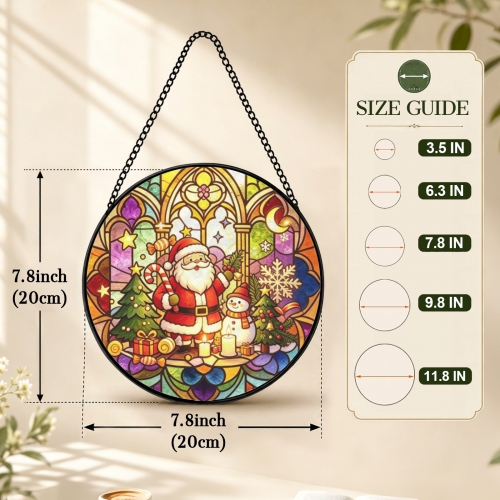 Round Flat Stained‑Glass Suncatcher 7.8" x 7.8" | Ships from USA