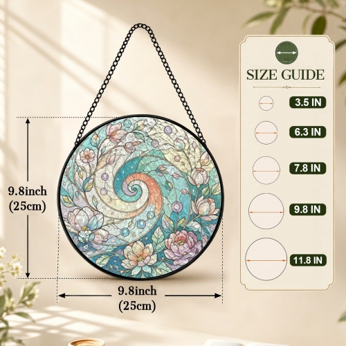 Round Convex Stained‑Glass Suncatcher 9.8" x 9.8" | Ships from USA