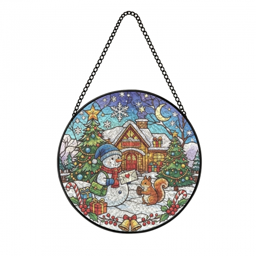 Round Convex Stained‑Glass Suncatcher 11.8" x 11.8" | Ships from USA