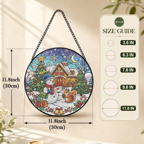 Round Convex Stained‑Glass Suncatcher 11.8" x 11.8" | Ships from USA
