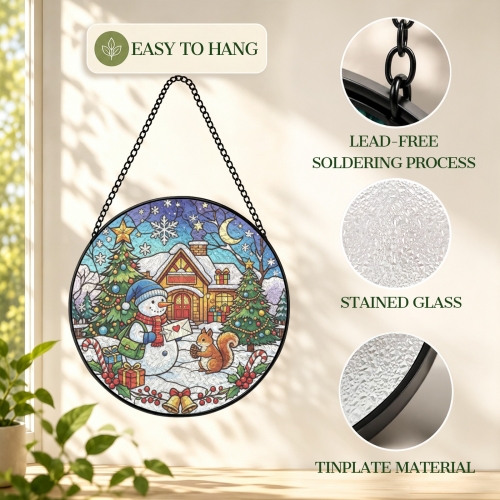 Round Convex Stained‑Glass Suncatcher 11.8" x 11.8" | Ships from USA