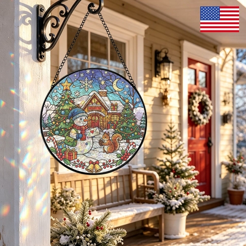Round Convex Stained‑Glass Suncatcher 11.8" x 11.8" | Ships from USA
