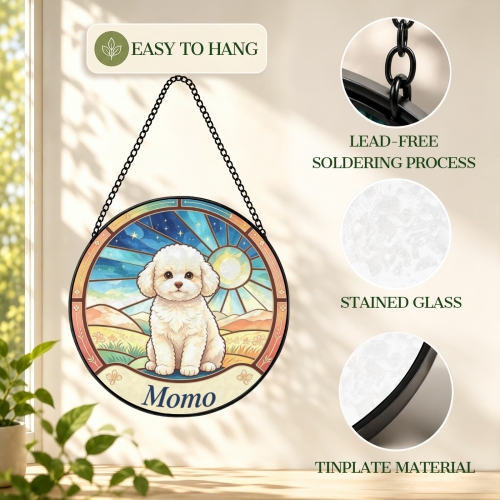 Round Flat Stained‑Glass Suncatcher 11.8" x 11.8" | Ships from USA