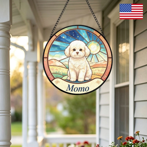 Round Flat Stained‑Glass Suncatcher 11.8" x 11.8" | Ships from USA