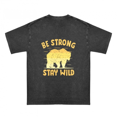 Men's Washed Cotton T-Shirt ( Back Printing )（Model T92）| Ships from USA