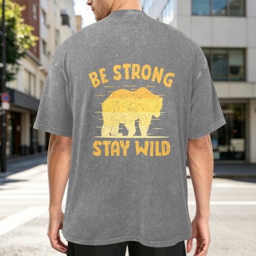 Men's Washed Cotton T-Shirt ( Back Printing )（Model T92）| Ships from USA