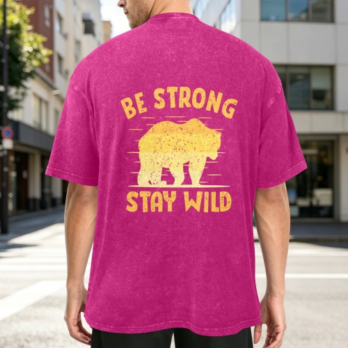 Men's Washed Cotton T-Shirt ( Back Printing )（Model T92）| Ships from USA