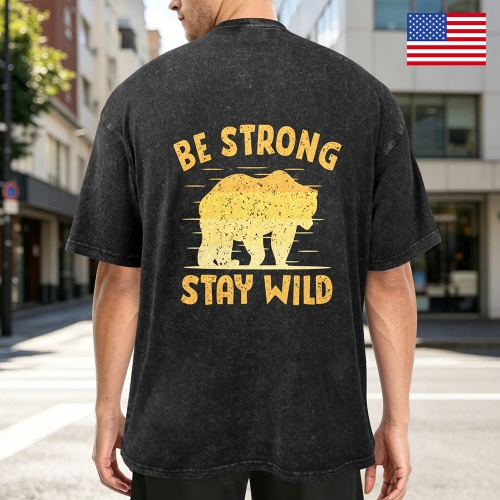Men's Washed Cotton T-Shirt ( Back Printing )（Model T92）| Ships from USA