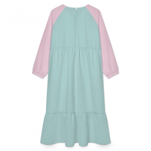 Crew Neck Long Sleeve Tiered Maxi Dress