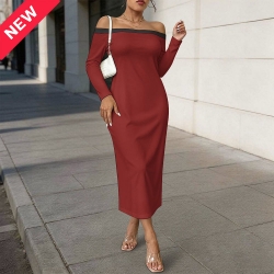 Off-Shoulder Long Sleeve Maxi Dress