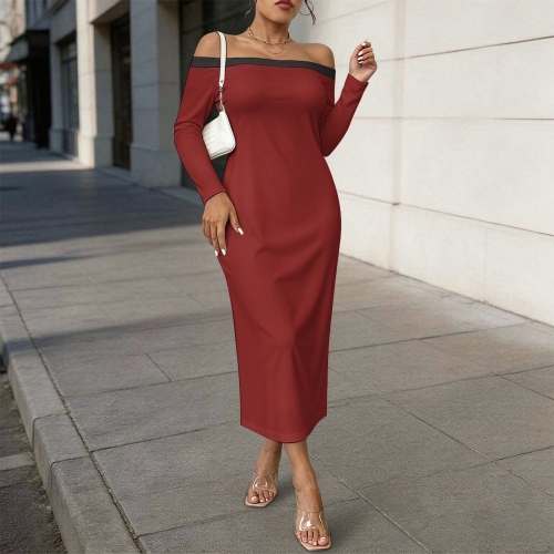 Off-Shoulder Long Sleeve Maxi Dress