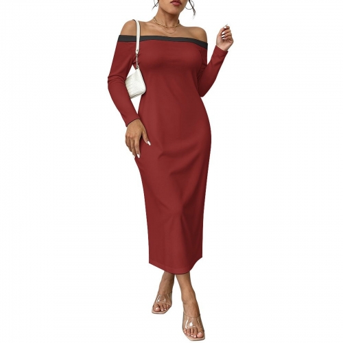 Off-Shoulder Long Sleeve Maxi Dress