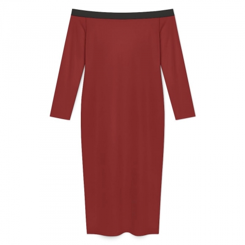 Off-Shoulder Long Sleeve Maxi Dress