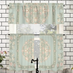 Polyester Peach Skin Curtain Set