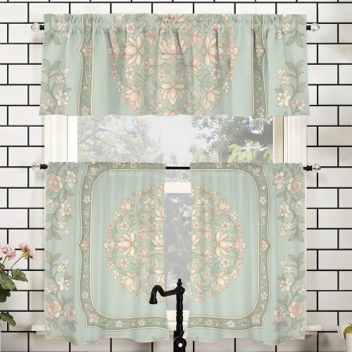 Polyester Peach Skin Curtain Set