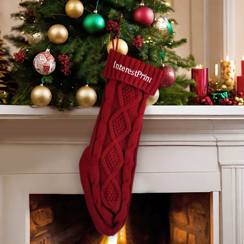 Embroidered Knitted Christmas Stocking  ( USA Fulfillment - Long Island )