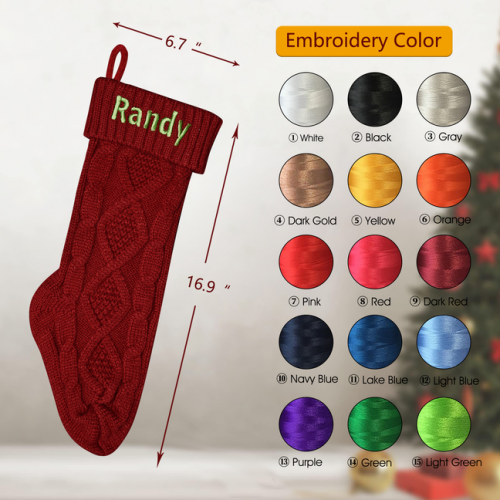 Embroidered Knitted Christmas Stocking  ( USA Fulfillment - Long Island )