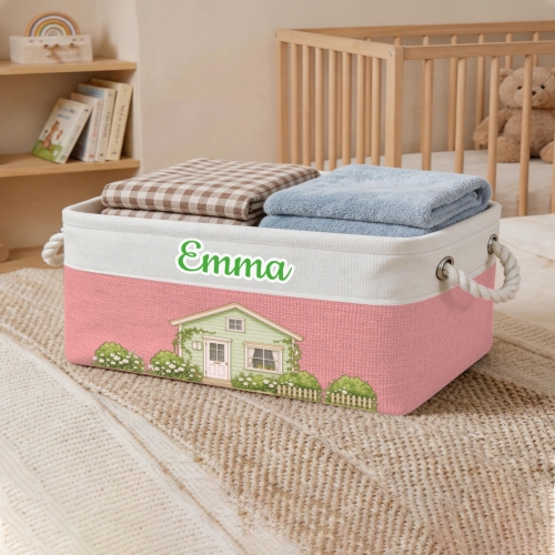 Custom Light Pink Storage Basket ( Small )
