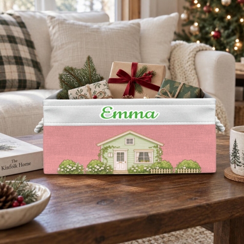 Custom Light Pink Storage Basket ( Small )