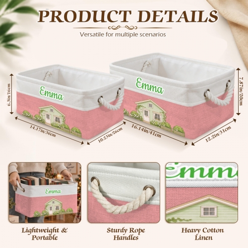 Custom Light Pink Storage Basket ( Small )