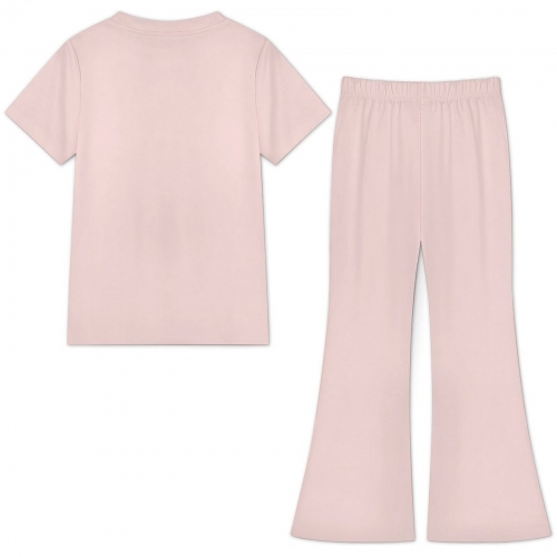 Girls Short Sleeve Flare Pants Set