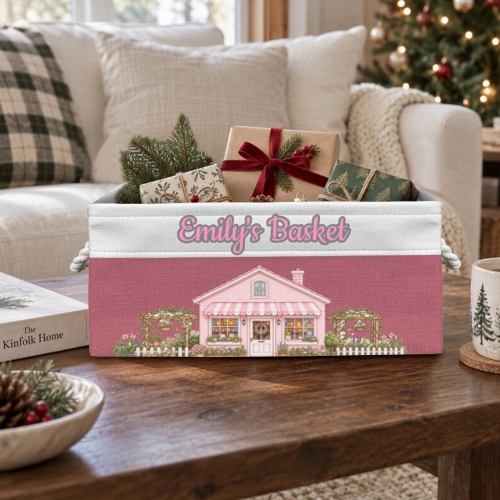 Custom Pink Storage Basket ( Small )