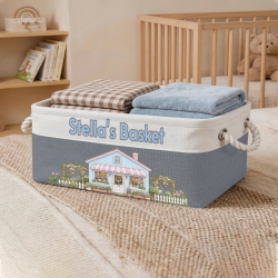 Custom Light Blue Storage Basket ( Small )