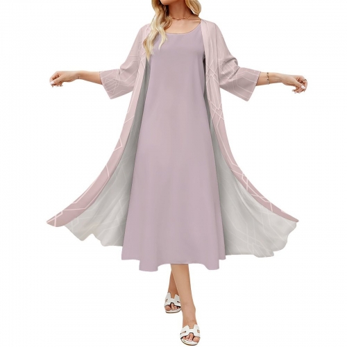 Sleeveless Midi Dress & Open Front Cardigan Set