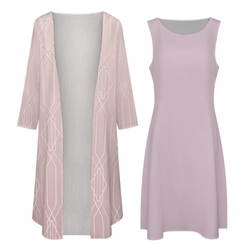 Sleeveless Midi Dress & Open Front Cardigan Set