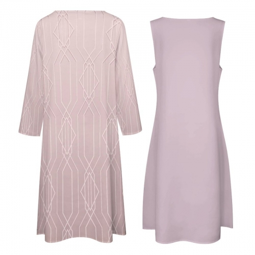 Sleeveless Midi Dress & Open Front Cardigan Set