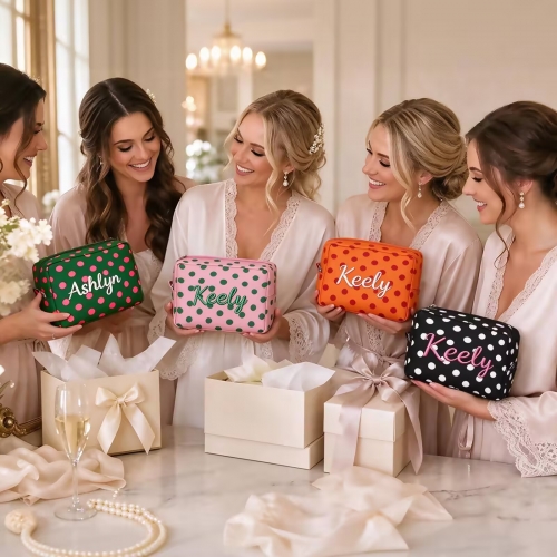 Personalized Polka Dot Cosmetic Bag